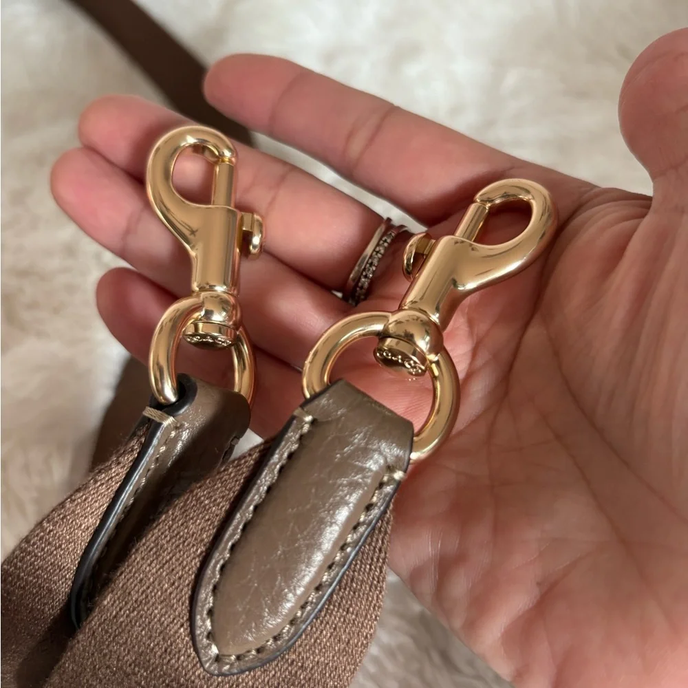 Coach Taupe Pebbled Leather Flap Crossbody with Gold Hardware